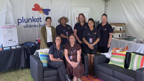 Pictured (front row): CE Fiona Kingsford and Pou Whakarae - Chief Advisor Hera Black. Back row: Kaihapai Māori - Senior Advisor Māori Tania Taylor, Plunket Kaiāwhina Te Aroha Pauli, Clinical Leader Sharlene Sampson, Plunket Kaiāwhina Samantha Haverfield and Community Karitāne Nic Thomas.